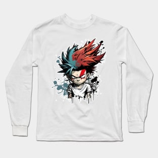 red-haired punk anime boy Long Sleeve T-Shirt